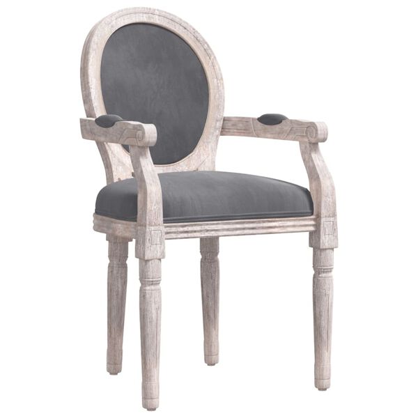 vidaXL Dining Chair Dark Grey Velvet (100% polyester), Solid wood Medium