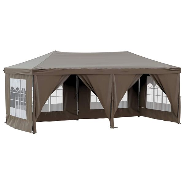 vidaXL Folding Party Tent with Sidewalls Taupe 9.8'x19.7'