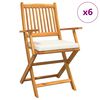 vidaXL Folding Chair 6 pcs White 49 x 57.5 x 92cm Solid Acacia wood