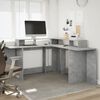 vidaXL Desk Concrete Gray Engineered Wood L-shaped, Corner size Desk