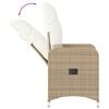 vidaXL Reclining Garden Chair Beige PE Rattan, Powder-Coated Steel Medium