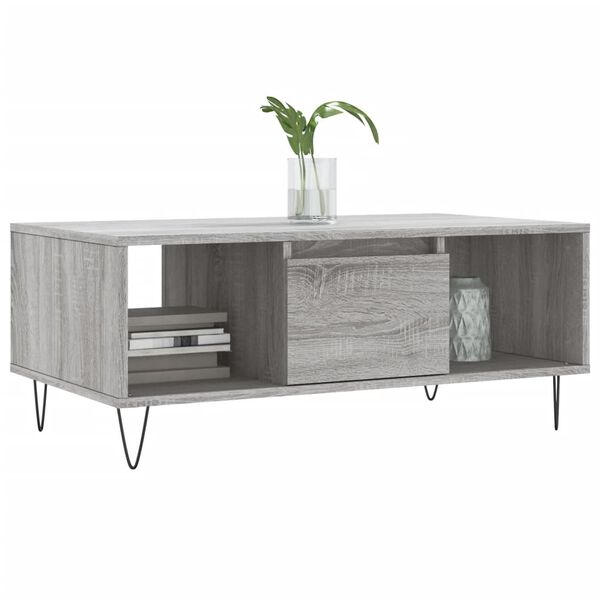 vidaXL Coffee Table Grey Sonoma Engineered wood, Metal