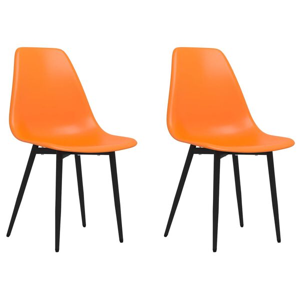 vidaXL Dining Chair Set of 2 Orange Polypropylene Standard Ergonomic
