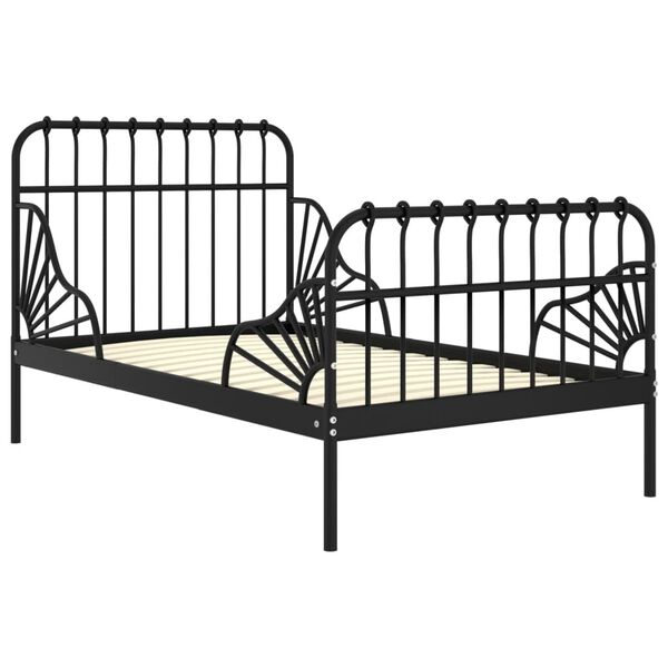 vidaXL Extendable Bed Frame Black Powder-coated metal Twin Extendable