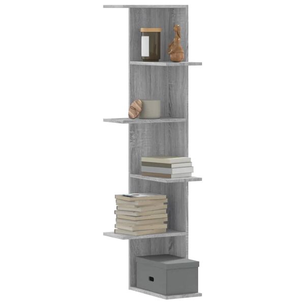 vidaXL Wall Corner Shelf Grey Sonoma Engineered wood Large