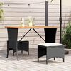 vidaXL 3 Piece Patio Dining Set with Cushions Black Poly Rattan