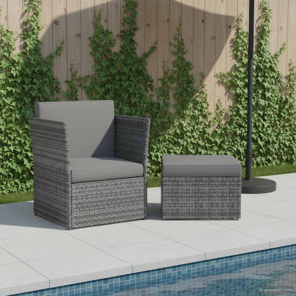 vidaXL Patio Chair Anthracite Powder-coated steel, PE rattan Medium