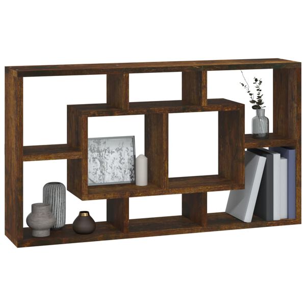 vidaXL Wall Shelf Smoked oak Engineered wood Medium Wall Storage
