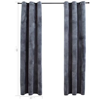 vidaXL Blackout Curtains with Rings 2 pcs Anthracite 37"x63" Velvet