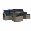 vidaXL 6 Piece Patio Sofa Set with Cushions Gray Poly Rattan Acacia
