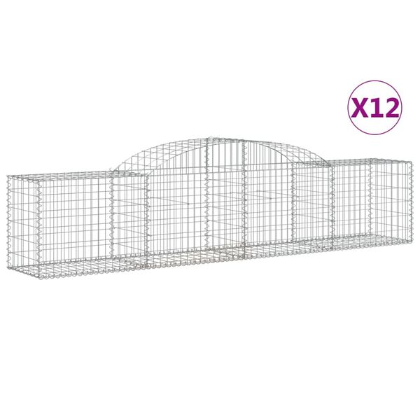 vidaXL Gabion Basket Set of 12 Silver Galvanized Iron Large Durable