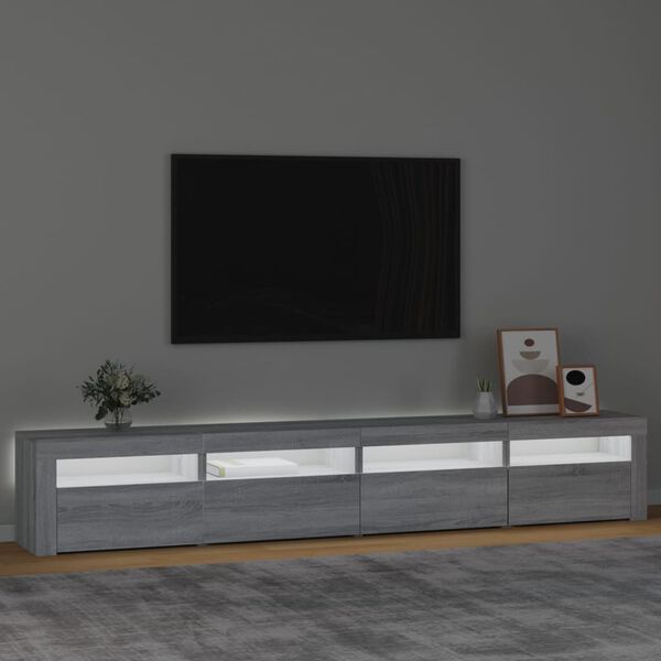 vidaXL TV Cabinet Grey sonoma Engineered wood Large Lights TV Cabinet