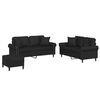 vidaXL Sofa Set Black Faux leather, metal, plywood Medium Modern