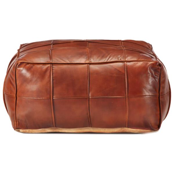 vidaXL Pouffe Tan Genuine Goat Leather 23.6 x 23.6 x 11.8 in Tough