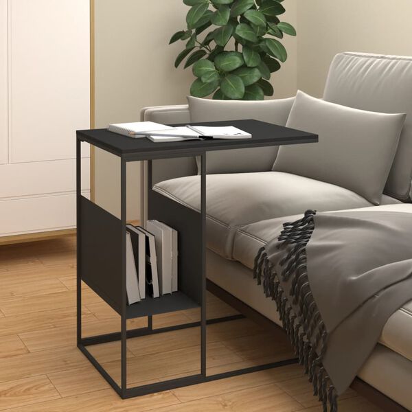 vidaXL Side Table Black Engineered wood, iron Medium Side Table