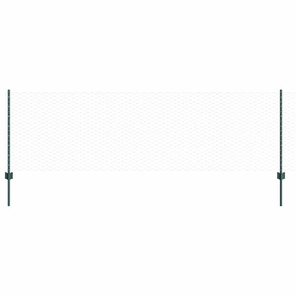 vidaXL Fence with Post Green 2.62 x 164.04 ft Steel and PVC