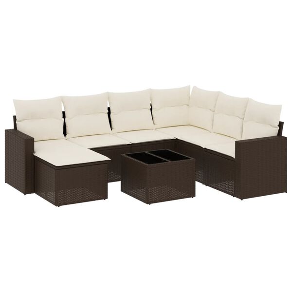 vidaXL Garden Sofa Set Brown, Cream White