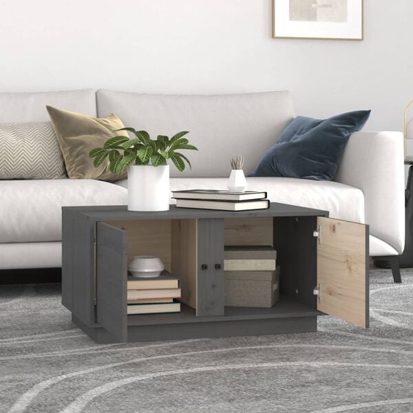 vidaXL Coffee Table Gray Solid pine wood 31.5 x 19.7 x 15.7 in
