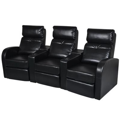 Vidaxl 3 Seater Home Theater Recliner, Leather Theater Recliners