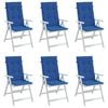 vidaXL Patio Highback Chair Cushions 6 pcs Royal Blue 47.2x19.7x1.2" Fabric