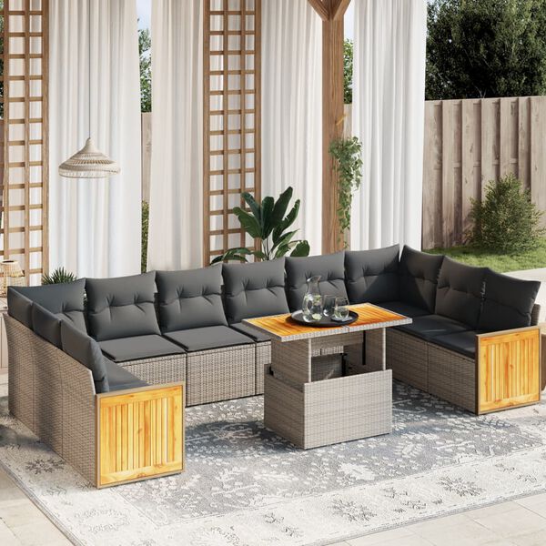 vidaXL Garden Sofa Set Grey, Dark Grey