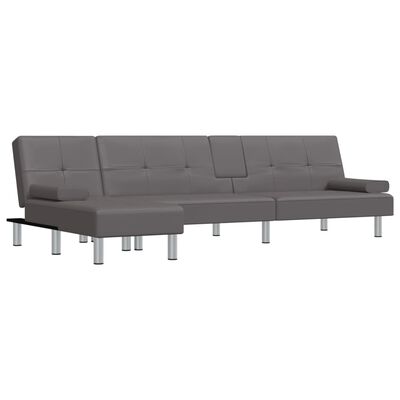vidaXL L-shaped Sofa Bed Gray 100.4"x55.1"x27.6" Faux Leather
