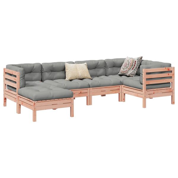 vidaXL Garden Sofa Set Grey Solid Douglas Fir wood Large Modular