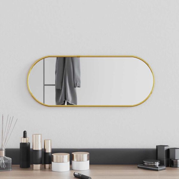 vidaXL Wall Mirror Gold Glass, PVC 20x8 in Wall mounting Wall Mirror