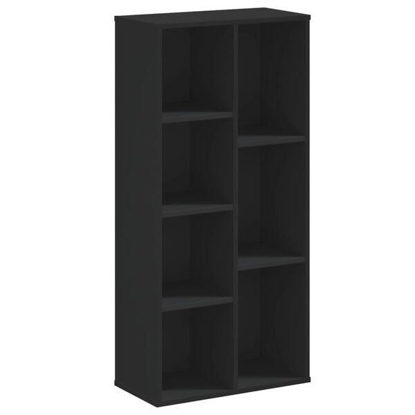vidaXL Bookcase Black Engineered wood Medium Bookcase Rectangular