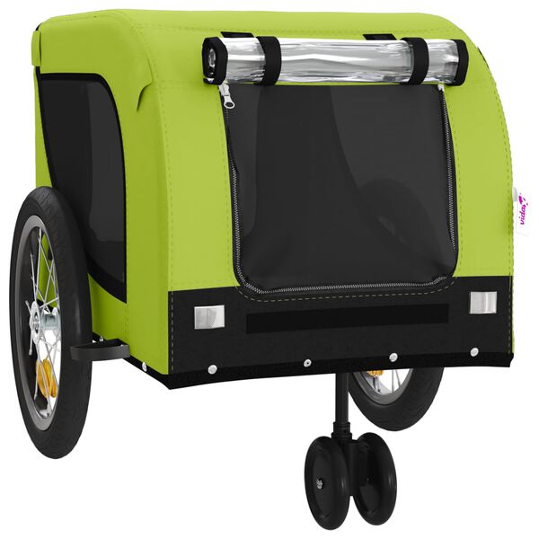 vidaXL Pet Bike Trailer Green and Black Oxford fabric, iron, PVC Small