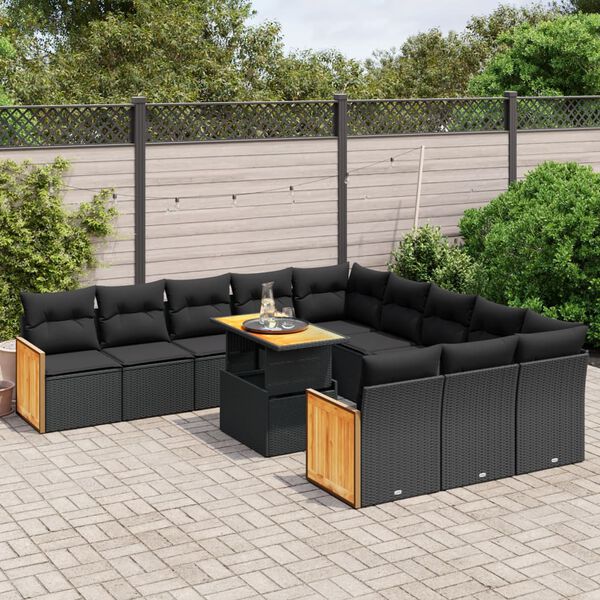 vidaXL Garden Sofa Set Black