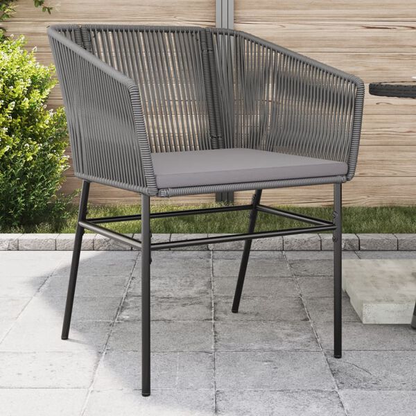 vidaXL Garden Chair Gray PE rattan, Powder-Coated Steel Medium