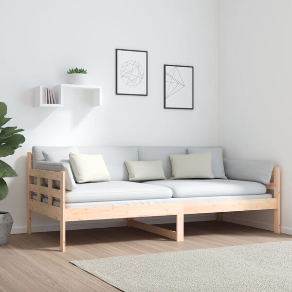 vidaXL Day Bed Natural Pine Solid Pine Wood Single size