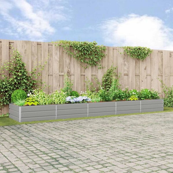 vidaXL Planter Light Grey 195 x 100 x 45 cm Galvanised Steel