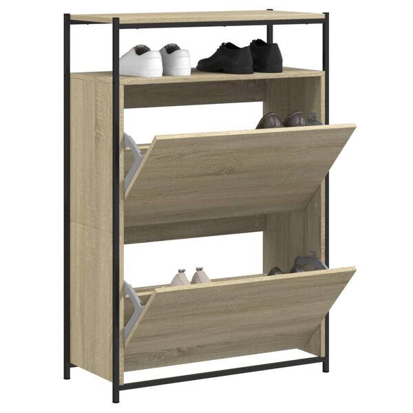 vidaXL Shoe Cabinet Sonoma Oak Engineered Wood Compact Shoe Cabinet