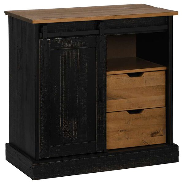 vidaXL Sideboard Black Solid pine wood, metal Medium Sideboard