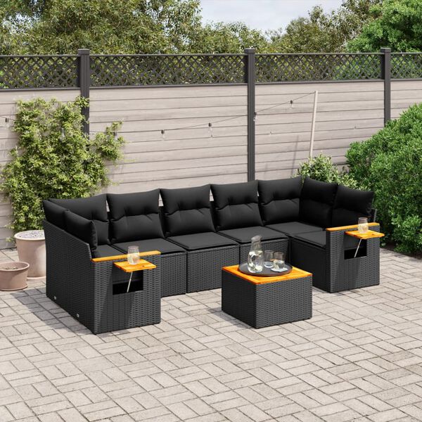 vidaXL Garden Sofa Set Black PE rattan Large Modular Outdoor Sofa Set