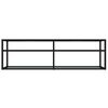 vidaXL TV Cabinet Black and White Marble Tempered Glass, Powder-Coated Steel
