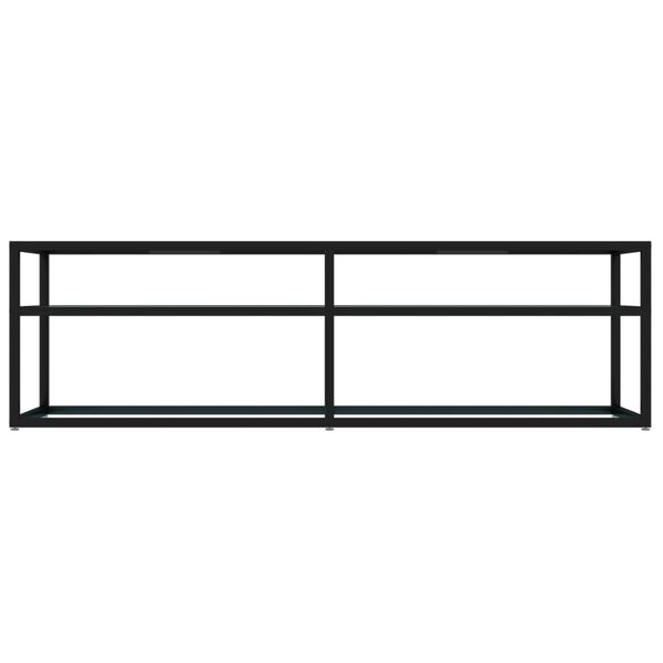 vidaXL TV Cabinet Black and White Marble Tempered Glass, Powder-Coated Steel