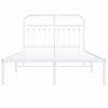 vidaXL Bed Frame White Steel Full Bed Frame Rectangular Modern