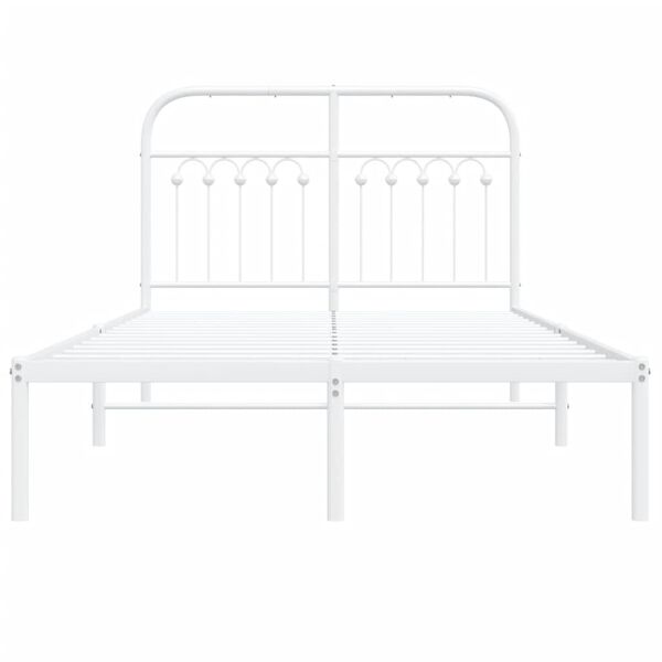 vidaXL Bed Frame White Steel Full Bed Frame Rectangular Modern