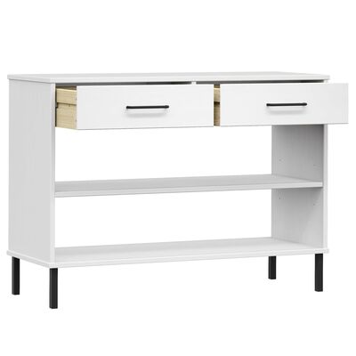 vidaXL Console Cabinet with Metal Legs White Solid Wood Pine OSLO