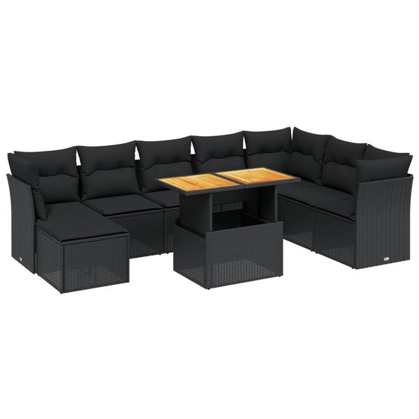 vidaXL Garden Sofa Set Black