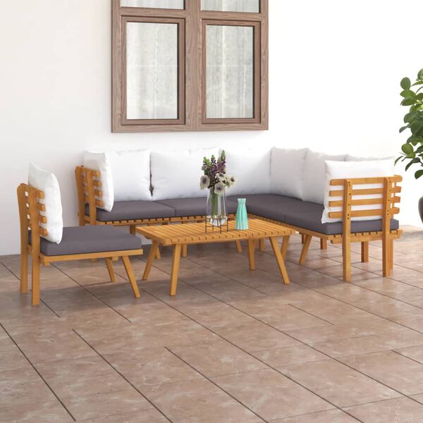 vidaXL Garden Lounge Set Dark grey Solid Acacia wood Large Modular