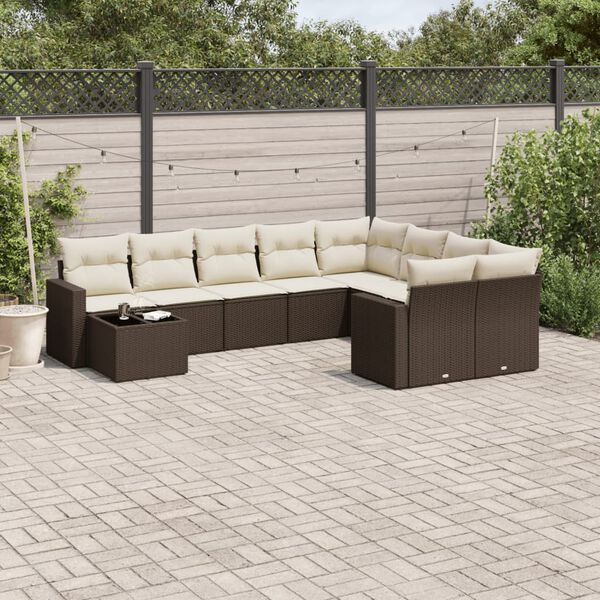 vidaXL Garden Sofa Set Brown, Cream White