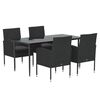 vidaXL Garden Dining Set Black PE rattan Medium Durable