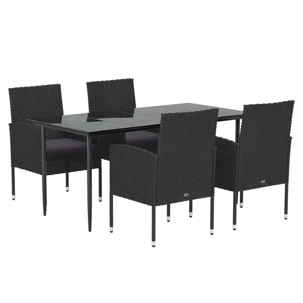 vidaXL Garden Dining Set Black PE rattan Medium Durable