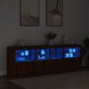 vidaXL Sideboard with LED Lights Brown Oak 79.5"x14.6"x26.4"