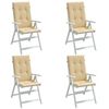 vidaXL Highback Chair Cushion Set of 4 Melange Beige 100% Polyester