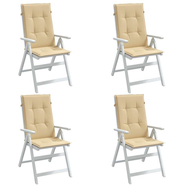 vidaXL Highback Chair Cushion Set of 4 Melange Beige 100% Polyester